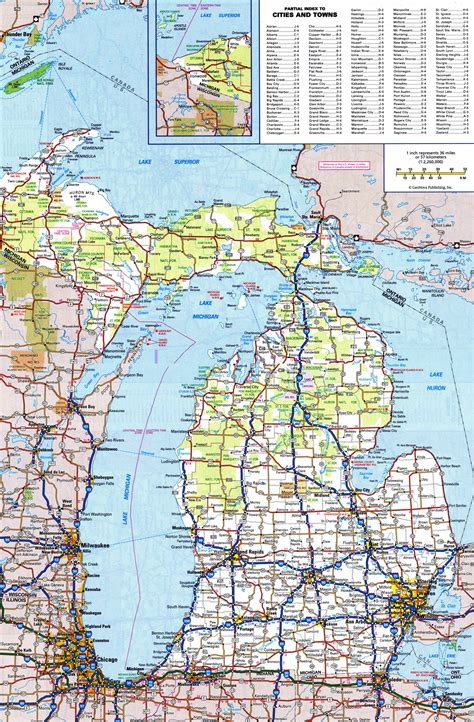 large detailed map of michigan with cities and towns|Map of Michigan .